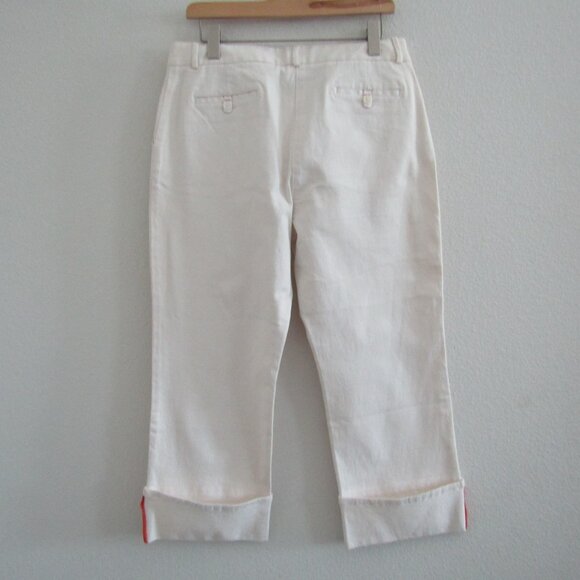 Lands End Women's Jeans 12 White Cropped Wide Leg Selvedge Denim Casual Coastal - Picture 7 of 11